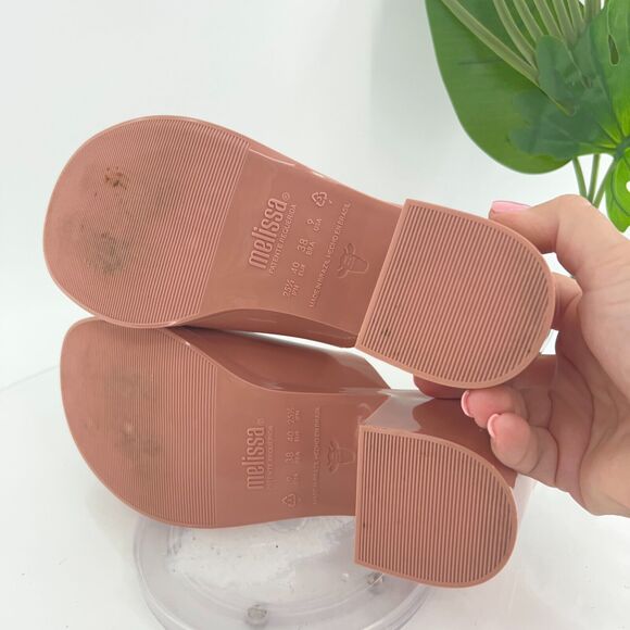 Melissa Women's Mule II Sandal Size 9 Mule Slide Nude Jelly PVC Block Heel Shoe - Picture 11 of 13